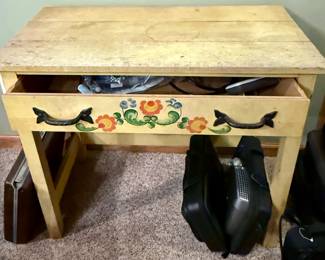 Small Hand-Painted Desk with Drawer