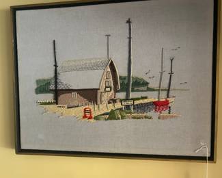 Embroidered rural scene - all handwork