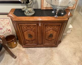 Credenza circa 1970 with a black stone inset top