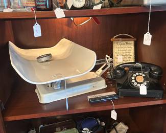 Infant baby scales and loads of other vintage medical items