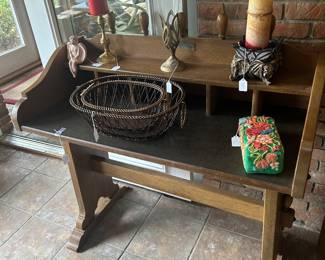 Contemporary desk which has a large hanging shelf component not pictured