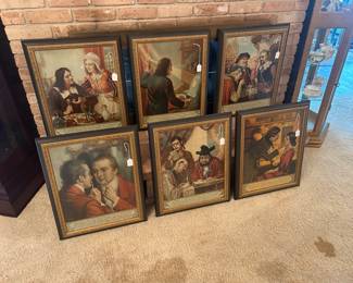 Set of six 18th C. scenes - vibrant colours