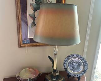 B Sumrall floral design on the wall (one of several), vintage table lamp and KOER favour