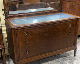 Walnut Depression Dresser with Unusual Glass Top Insert