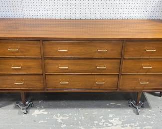 Dixie Walnut Mid Century Triple Dresser