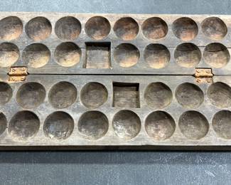 Bao Mancala African Wood Carved Game Box