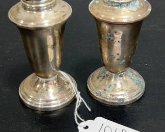 Pair of Crown Weighted Sterling Shakers