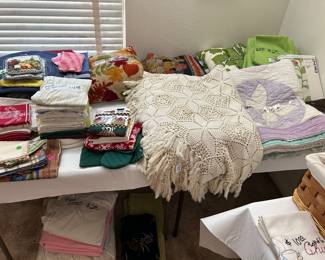 Linens, crocheted bedspread