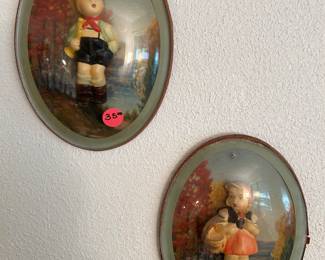 Vintage Hummel figurines In A Closed Flat Oval Frame Germany