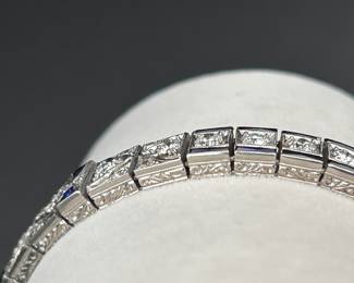 Vintage (1940's or 1950's) Platinum Art Deco Bracelet with Transitional Cut Diamonds (27 Grams)
