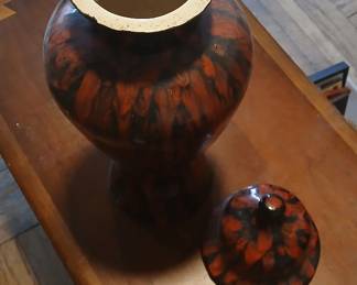 Handmade vase with cover.