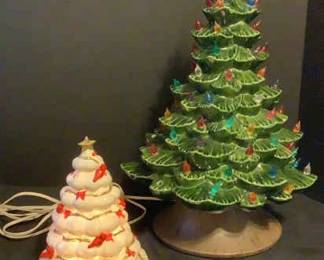 Two Ceramic Christmas Trees