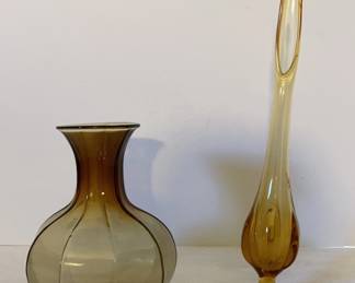 Vintage Amber Glass Vases