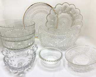8 Vintage Cut Crystal & Glass Platters & Serving Bowls Including Acroroc, France
Lot #: 86