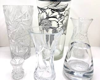 6 Cut Crystal & Glass Vases Including Sterling Silver Inlay
Lot #: 60