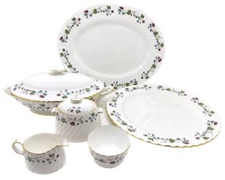 Vintage Minton Bone China Dryden Pattern Platters, Serving Dish, Sugar Bowl, Creamer & Finger Bowl
Lot #: 22
