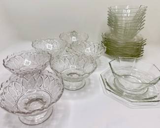 Set 8 Vintage Glass Dessert Bowls With Matching Saucers & Set 6 Vintage Pedestal Dessert Bowls
Lot #: 87