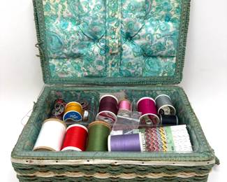Vintage Dritz Sewing Basket With Thread & Other Notions
Lot #: 136