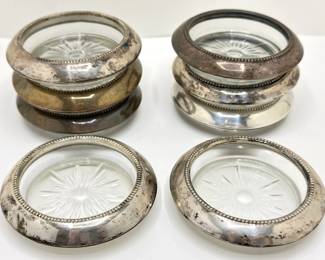 Set 8 Vintage Sterling Silver & Heavy Glass Coasters
Lot #: 57