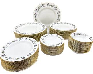 Vintage Minton Bone China Set For 12 Dryden Pattern: Dinner, Salad, Dessert, Bread Plates & Dessert Bowls
Lot #: 21