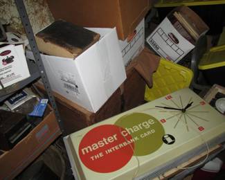 AD CLOCK , OLD BOOKS...