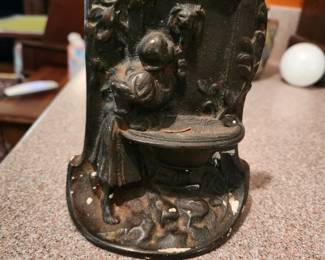 Antique Art Nouveau Bronze Girl at Fountain Bookend