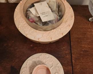 Celluloid sewing kit Pink Vintage Carousel Style