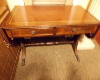 Leather top drop leaf table