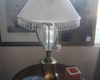 Large glass and brass lamp
