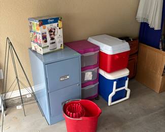 Coolers, file cabinet, blender