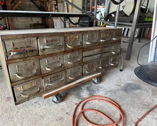 Vintage Parts Parts Bin Cabinet - FULLY Loaded.