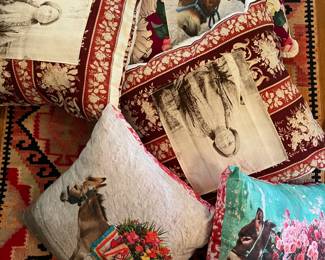 never used pillows burros sitting bull  vintage materials