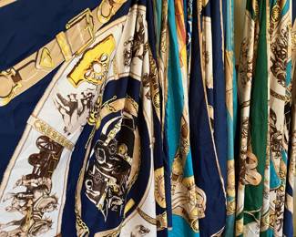 large lot of vintage equestrian scarfs