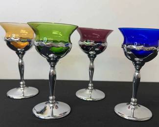 006 Vintage Farber Brothers Cocktail Glass Chrome Stems