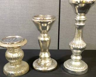 3 Kohls Pillar Holders Antiq. Silver Color