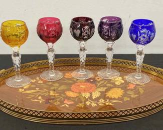 Colorful Cordial Glasses With Tray
