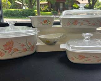 Corning Ware Peach Floral Casserole Dishes More