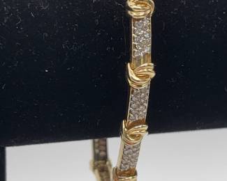001 14K Yellow Gold And Diamond Tennis Bracelet