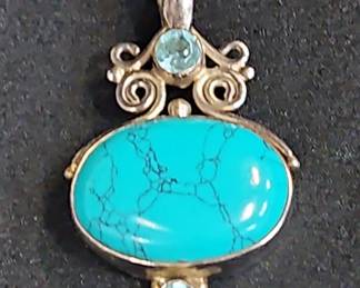 Sterling Silver Turquoise Ring & Pendant Set