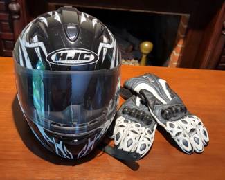 HJC Motorcycle Helmet and Riding Gloves