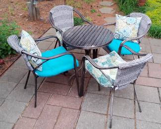 Outdoor Patio Set with Four Chairs, Including Cushions