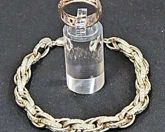Sterling Silver Ring and Link Bracelet Set