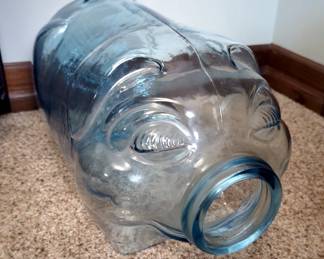 Glass Piggy Bank Marked "This Little Piggy Went To Market"