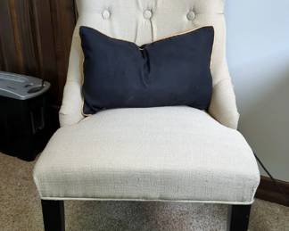 Upholstered Accent Chair with Black Pillow