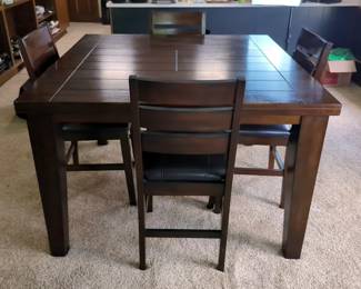 Ashley Furniture Butterfly Leaf Pub Table With Chairs, Qty 4