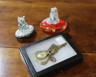 Limoges pill boxes - ladies pendant watch