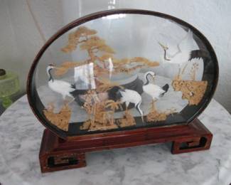 Carved Cork Chinese Diorama
