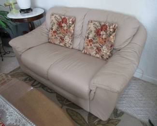 Tan Leather Love Seat