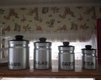 Vintage MCM Aluminum Canister Set