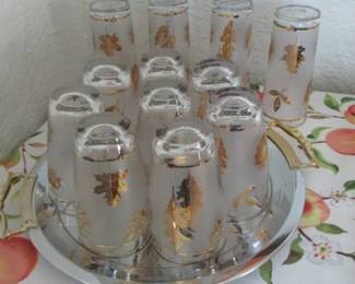 Libbey Frosted Gold Leaf Glasses
